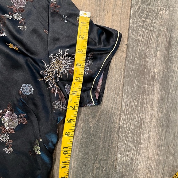 Vintage Peony Brand Brocade Cheongsam Qipao Black 38 M Frog Closure Shanghai - Picture 14 of 14